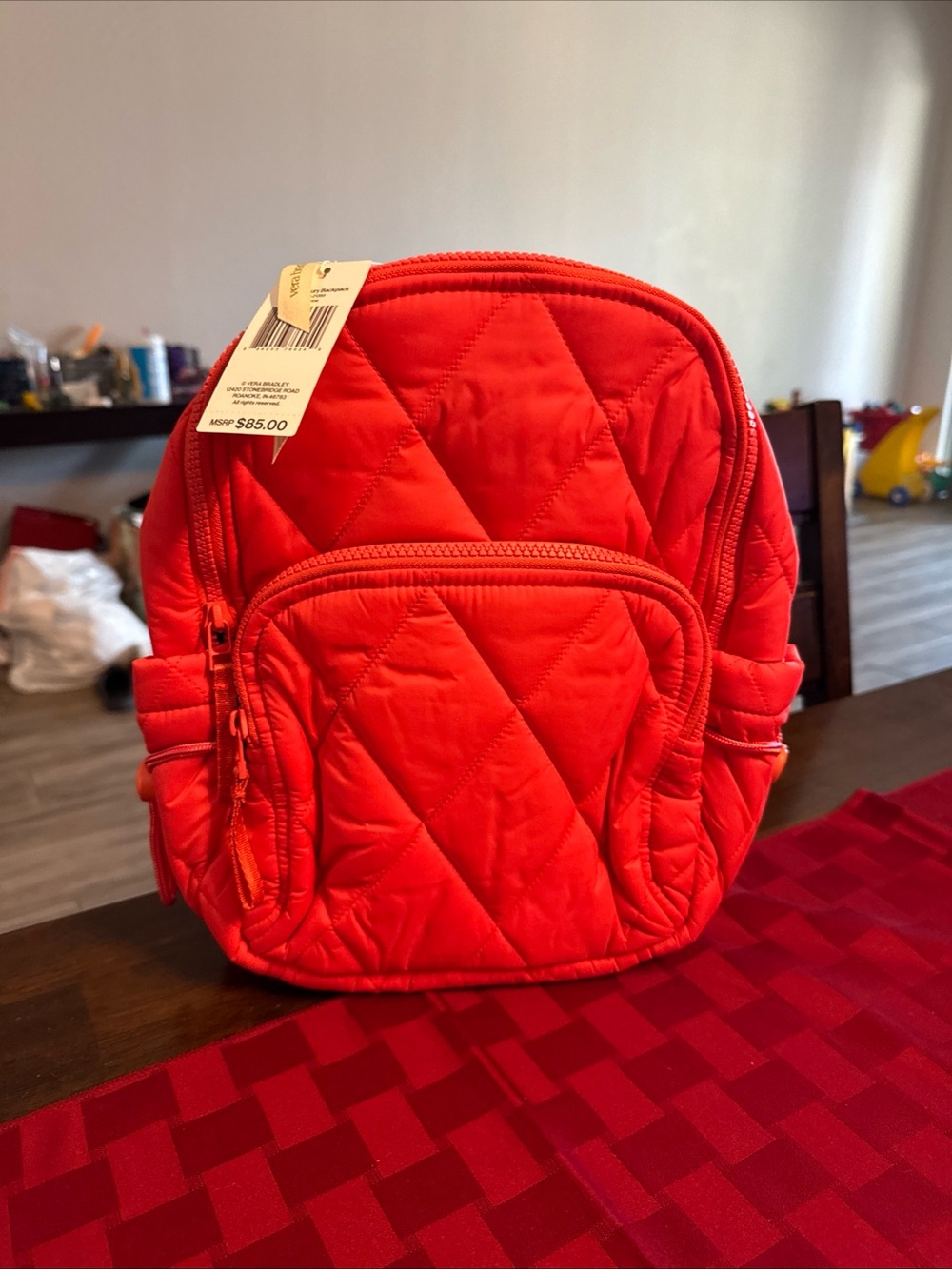 Quilted Small Backpack in cayenne